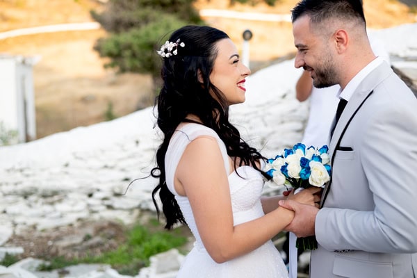 Romantic Wedding Kythnos White Blue Colors