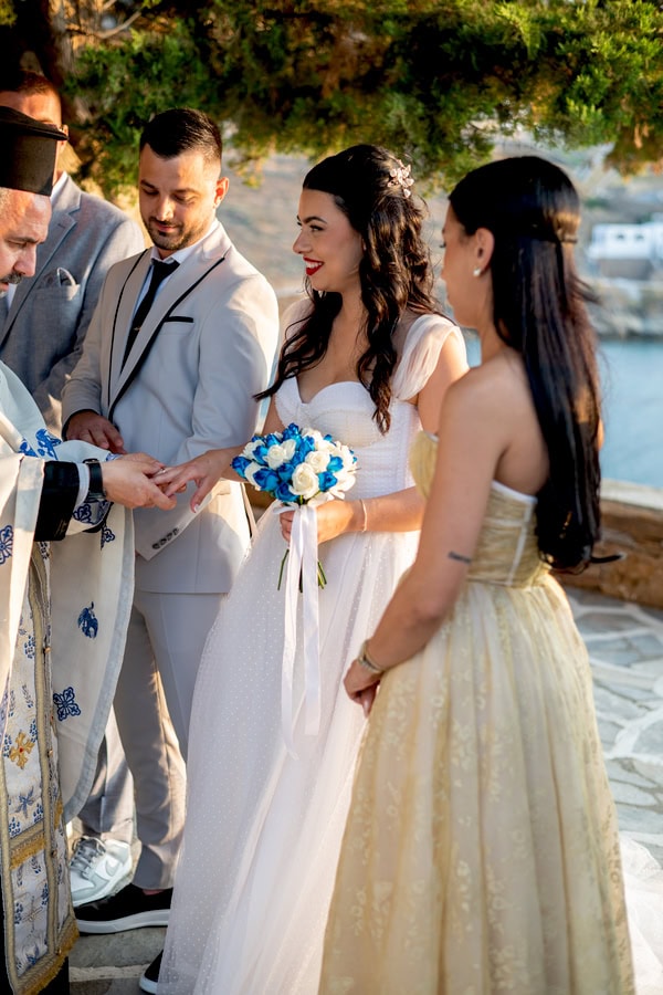 Romantic Wedding Kythnos White Blue Colors