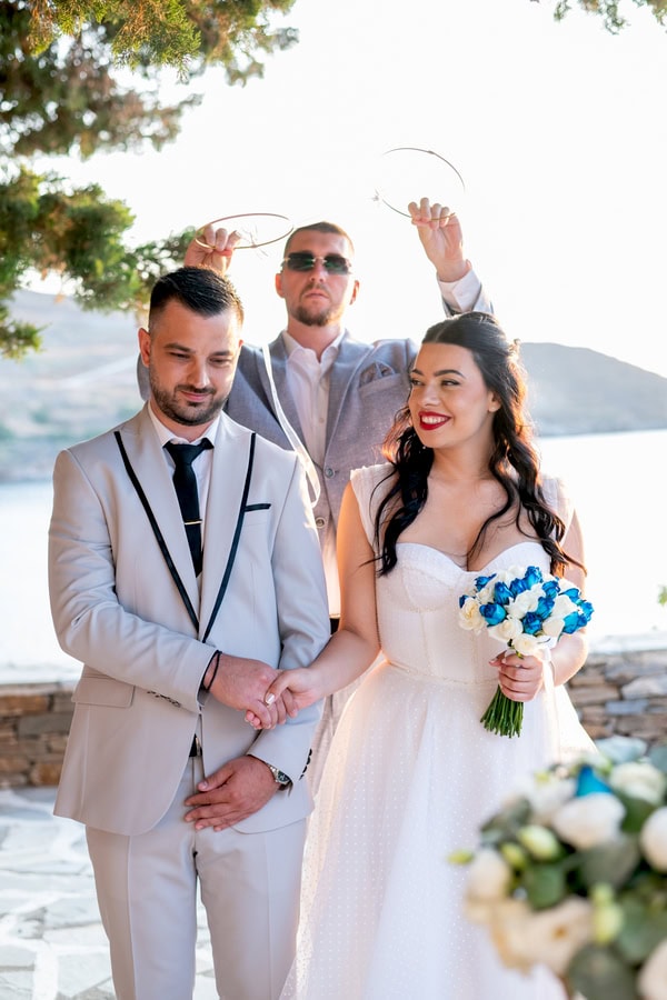 Romantic Wedding Kythnos White Blue Colors