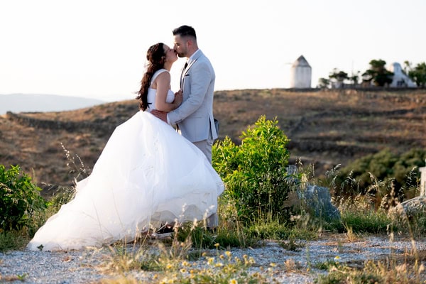 Romantic Wedding Kythnos White Blue Colors