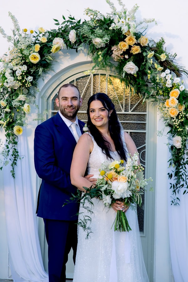 Beautiful Summer Wedding Athens Yellow Flowers Floral Arrangements