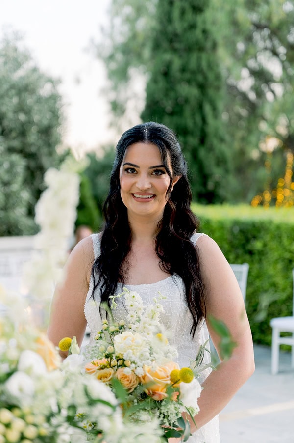 Beautiful Summer Wedding Athens Yellow Flowers Floral Arrangements