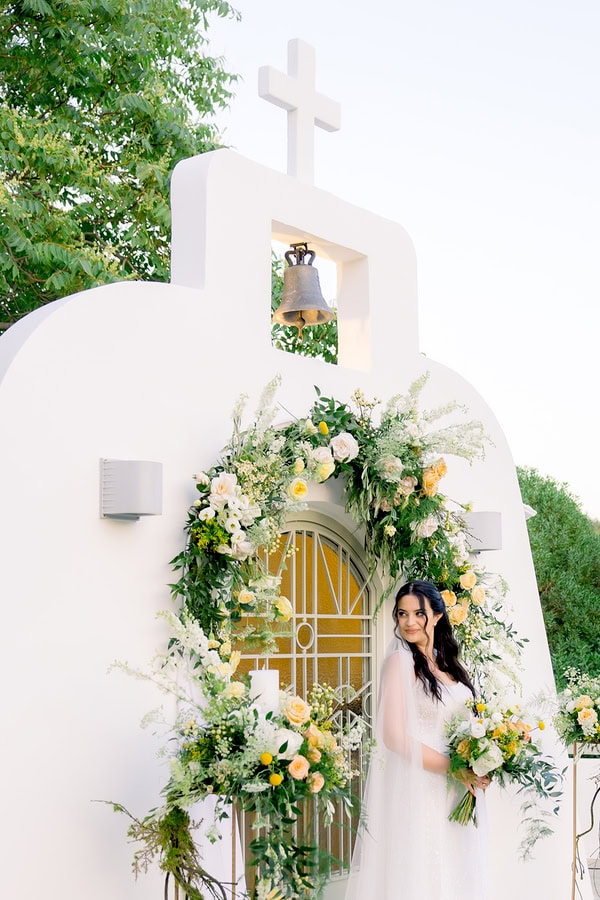 Beautiful Summer Wedding Athens Yellow Flowers Floral Arrangements