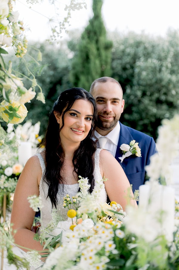Beautiful Summer Wedding Athens Yellow Flowers Floral Arrangements