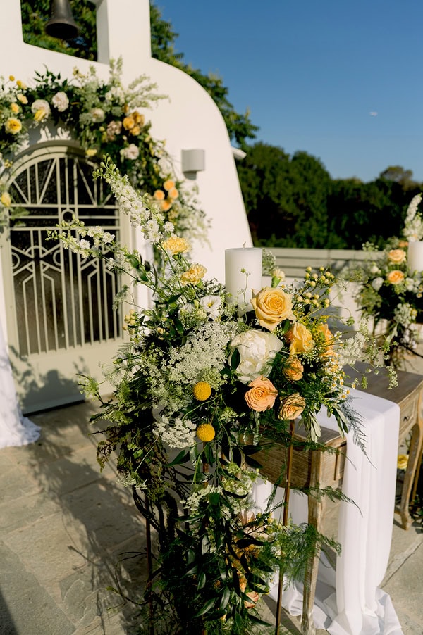 Beautiful Summer Wedding Athens Yellow Flowers Floral Arrangements