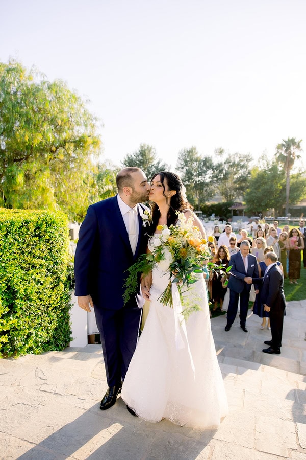 Beautiful Summer Wedding Athens Yellow Flowers Floral Arrangements