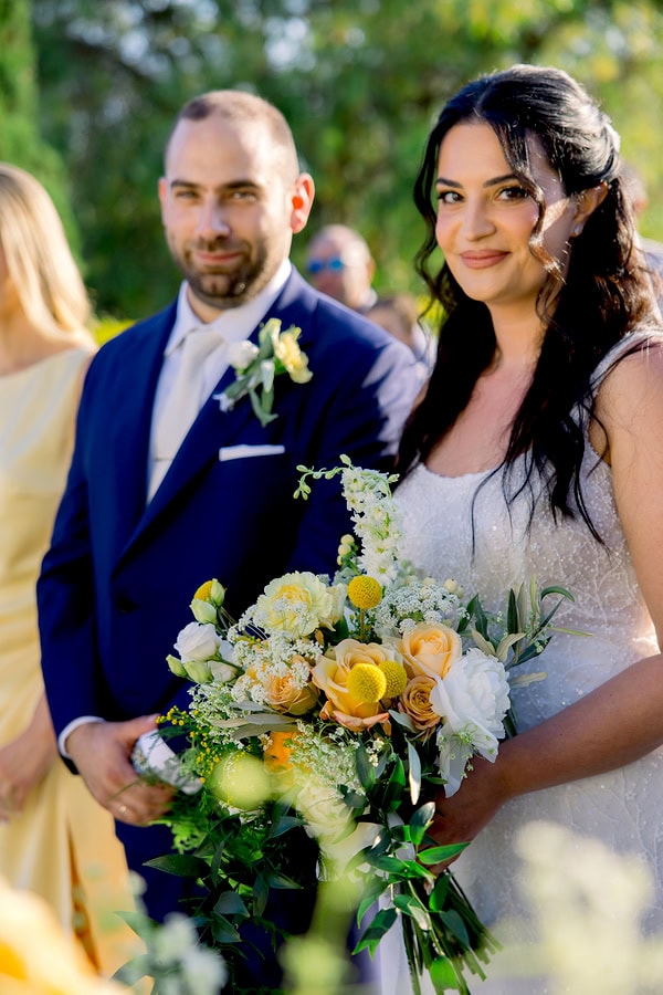 Beautiful Summer Wedding Athens Yellow Flowers Floral Arrangements