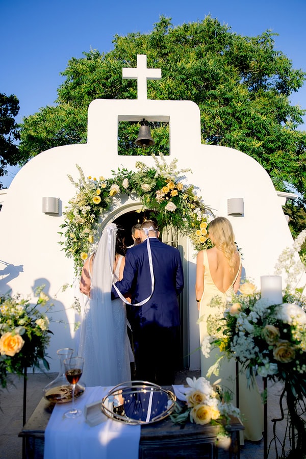 Beautiful Summer Wedding Athens Yellow Flowers Floral Arrangements