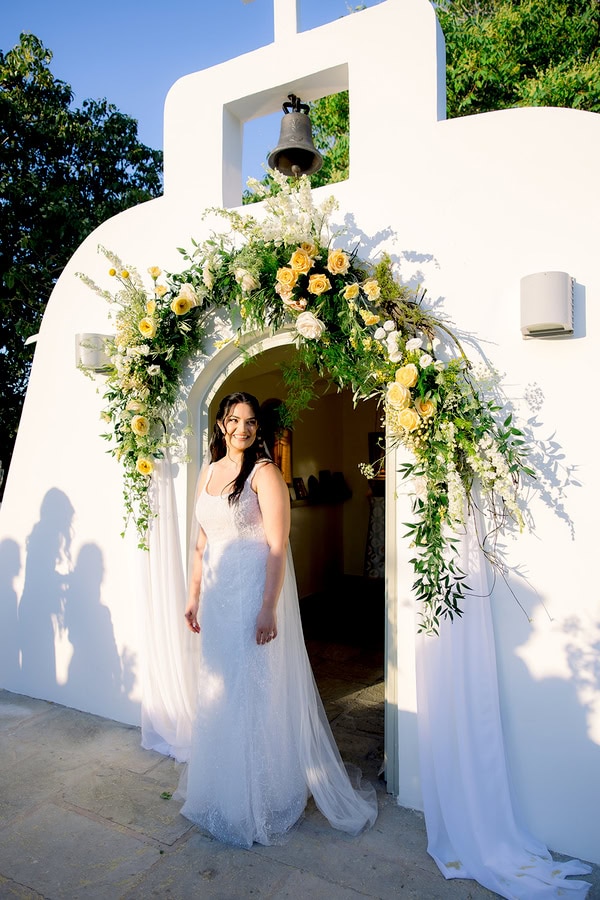 Beautiful Summer Wedding Athens Yellow Flowers Floral Arrangements