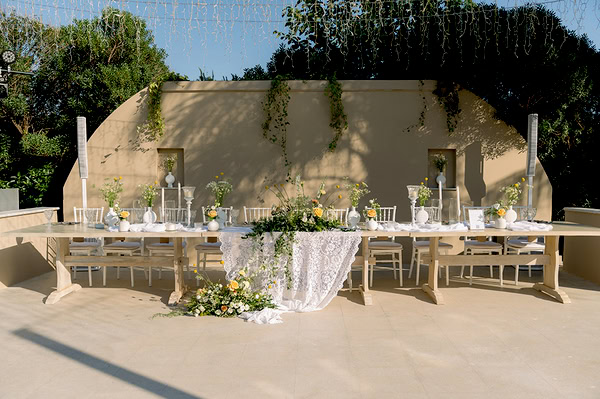 Beautiful Summer Wedding Athens Yellow Flowers Floral Arrangements