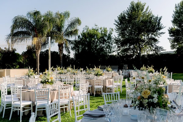 Beautiful Summer Wedding Athens Yellow Flowers Floral Arrangements
