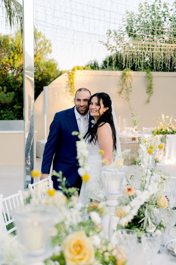 Beautiful Summer Wedding Athens Yellow Flowers Floral Arrangements