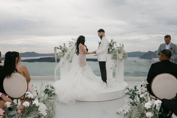 Intimate Spring Wedding Santorini Caldera
