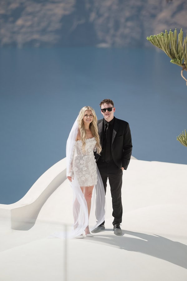Romantic Summer Elopement Santorini Caldera Views