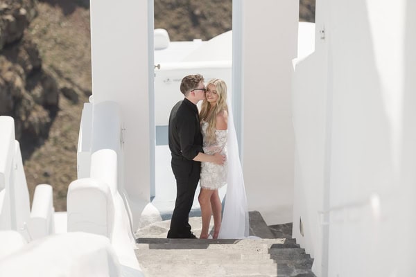 Romantic Summer Elopement Santorini Caldera Views