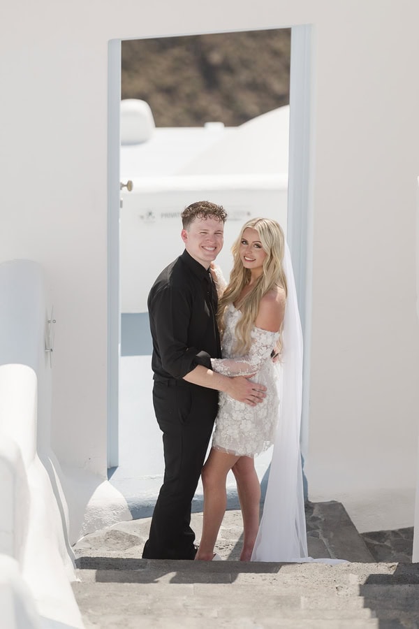 Romantic Summer Elopement Santorini Caldera Views