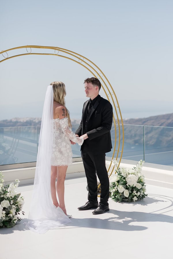 Romantic Summer Elopement Santorini Caldera Views