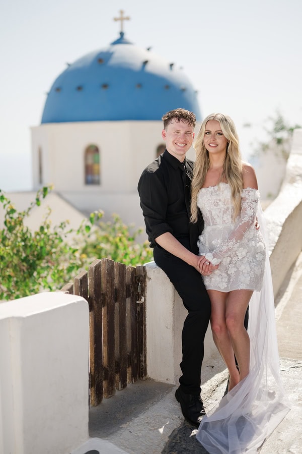 Romantic Summer Elopement Santorini Caldera Views