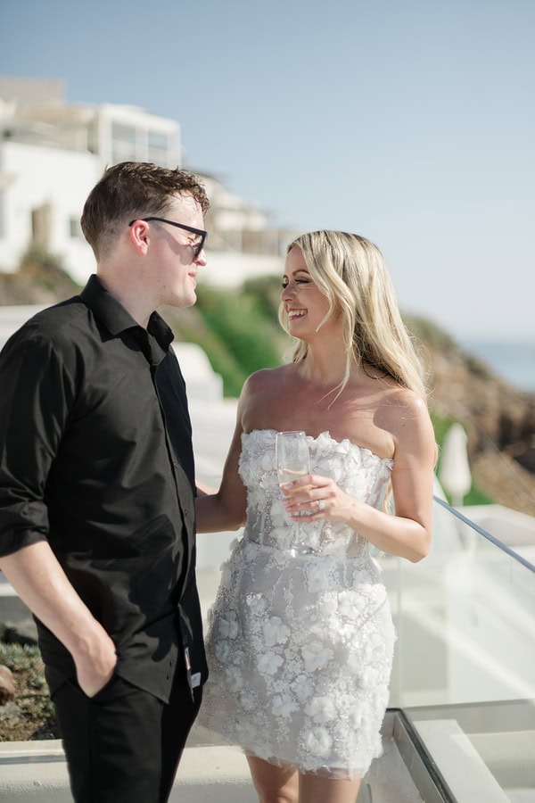 Romantic Summer Elopement Santorini Caldera Views