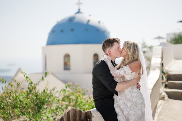 Romantic Summer Elopement Santorini Caldera Views
