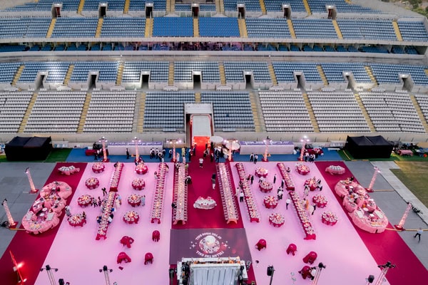 Stadium Wedding Modern Disco Style