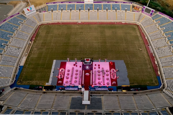 Stadium Wedding Modern Disco Style