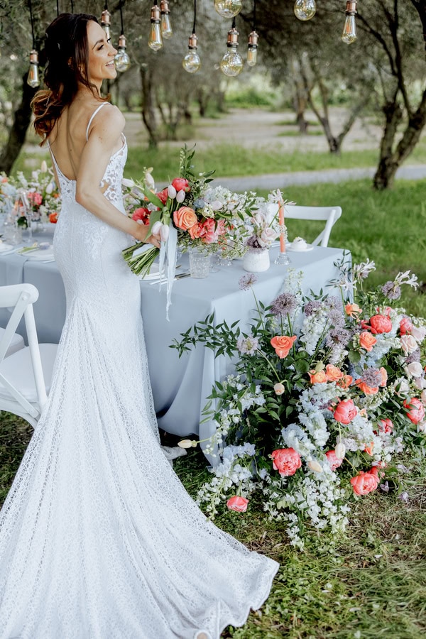 Romantic Styled Shoot Floral Arrangements Tiered Cake