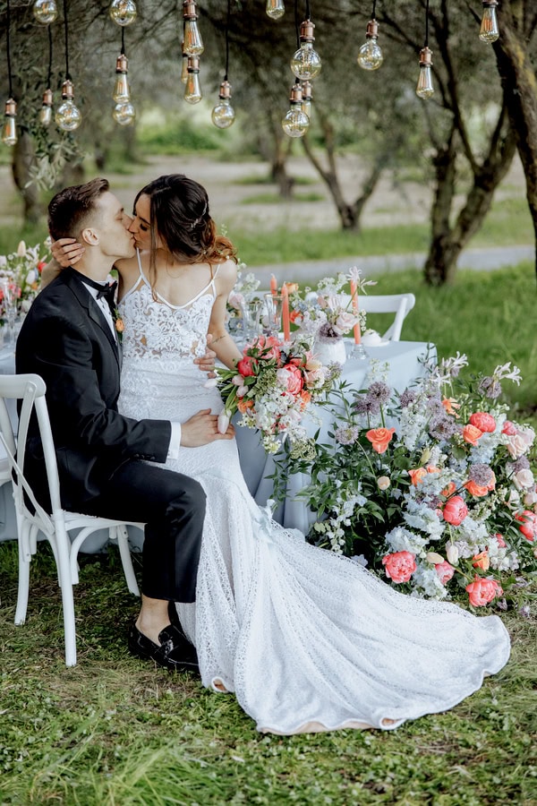 Romantic Styled Shoot Floral Arrangements Tiered Cake