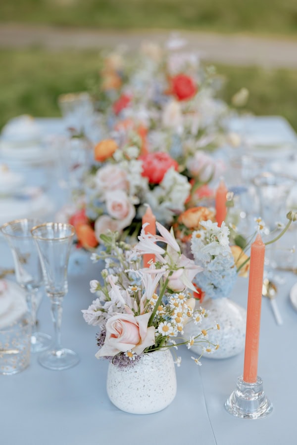 Romantic Styled Shoot Floral Arrangements Tiered Cake
