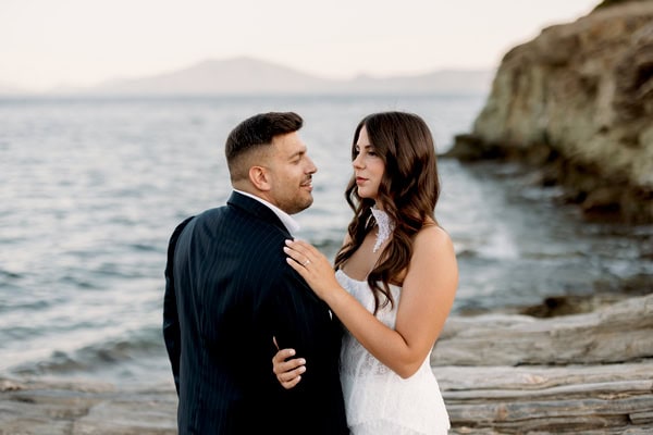 Modern Chic Skopelos Wedding White Calla Lily Florals