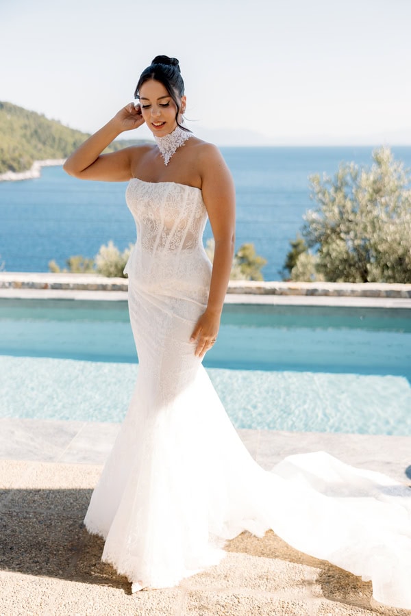 Modern Chic Skopelos Wedding White Calla Lily Florals