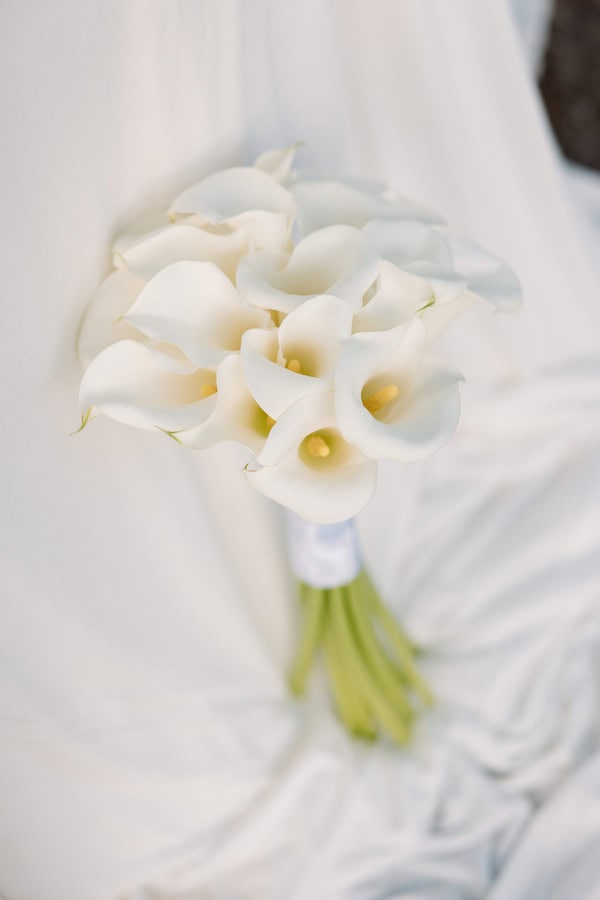 Modern Chic Skopelos Wedding White Calla Lily Florals