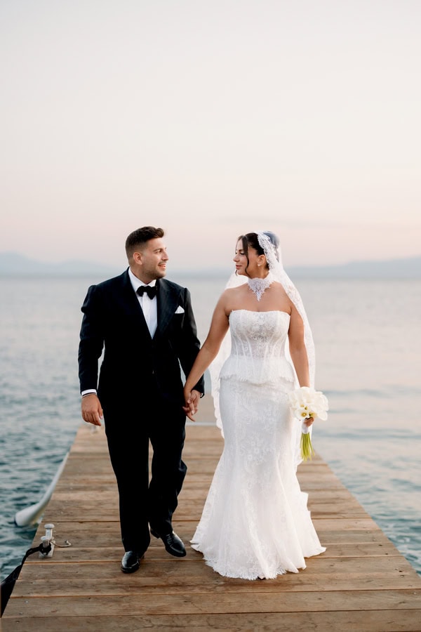 Modern Chic Skopelos Wedding White Calla Lily Florals