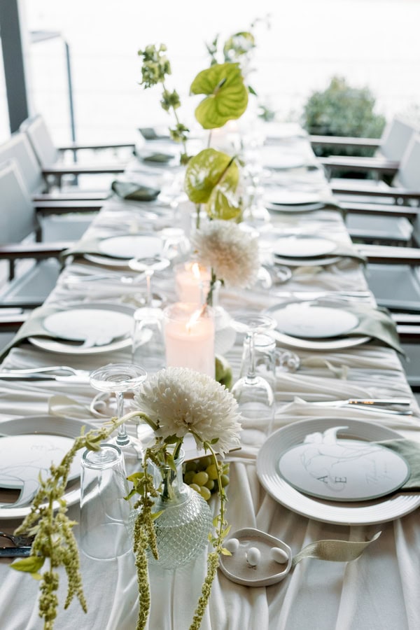 Modern Chic Skopelos Wedding White Calla Lily Florals