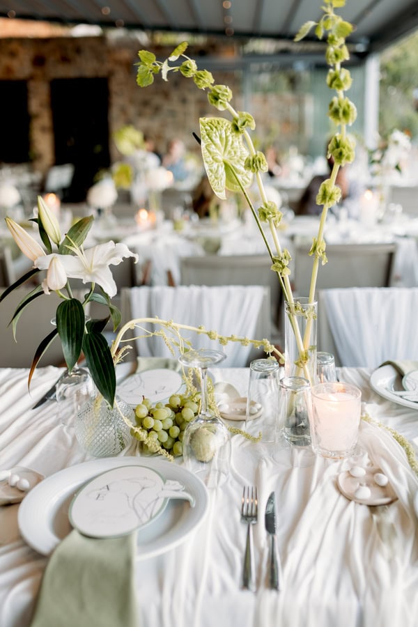 Modern Chic Skopelos Wedding White Calla Lily Florals