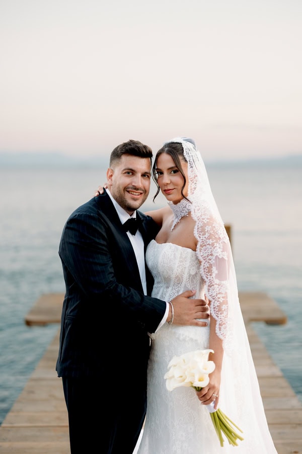 Modern Chic Skopelos Wedding White Calla Lily Florals