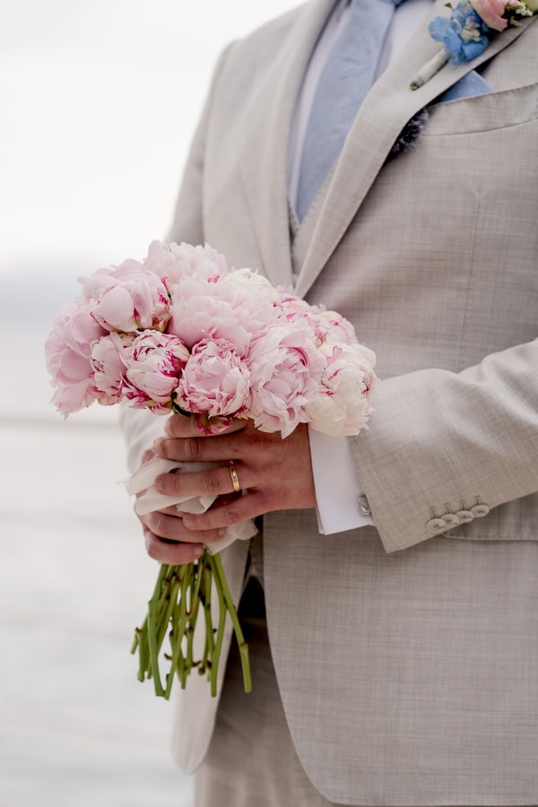 Romantic Spring Wedding Kalamata Pastel Flowers Sea View