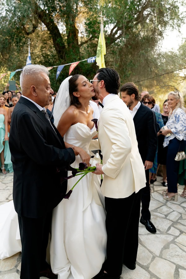 Romantic Summer Wedding Burgundy Flowers Greece