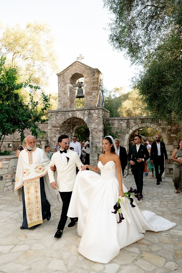 Romantic Summer Wedding Burgundy Flowers Greece
