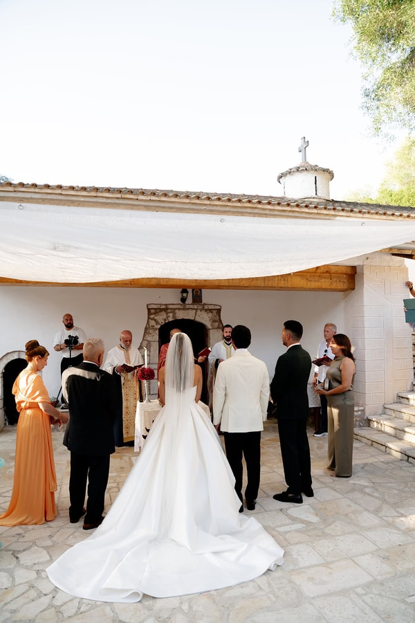 Romantic Summer Wedding Burgundy Flowers Greece