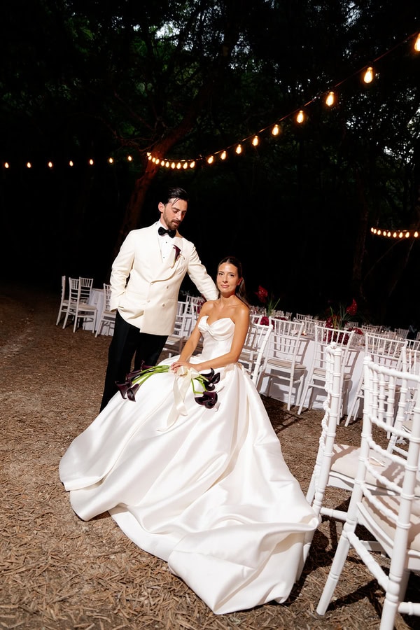Romantic Summer Wedding Burgundy Flowers Greece